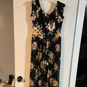 Boutique Large black romper. Shorts w/ flowy sheer covering that is floor length